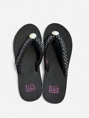 Lulu Design Black Polka Dot Pearl-Accent Sandals
